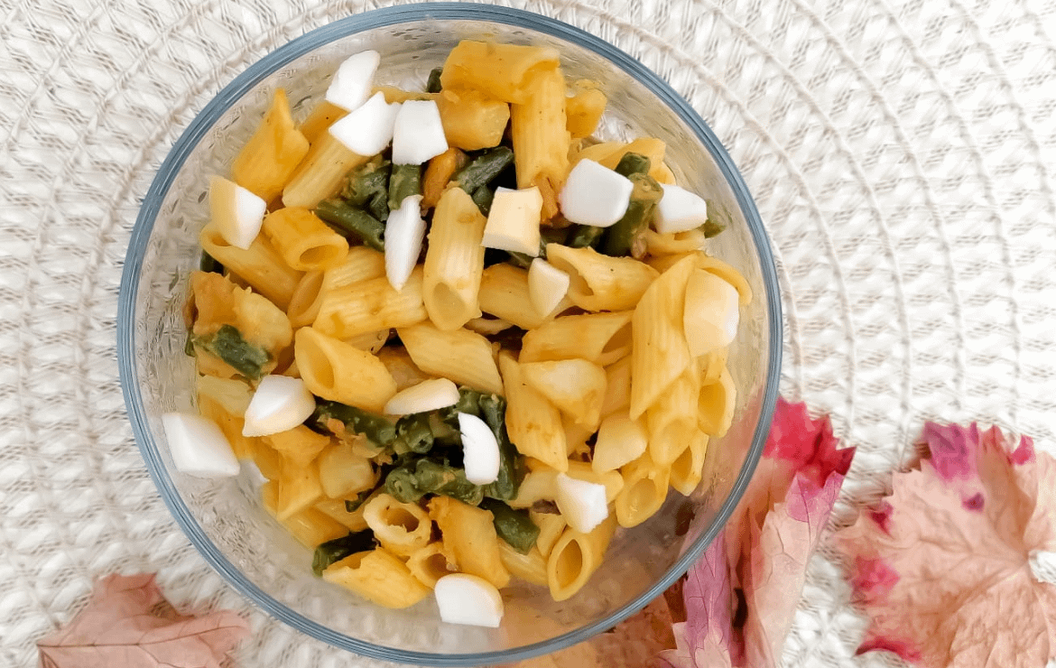 Picnic autunnale - pasta fredda fagiolini patate zucca funghi
