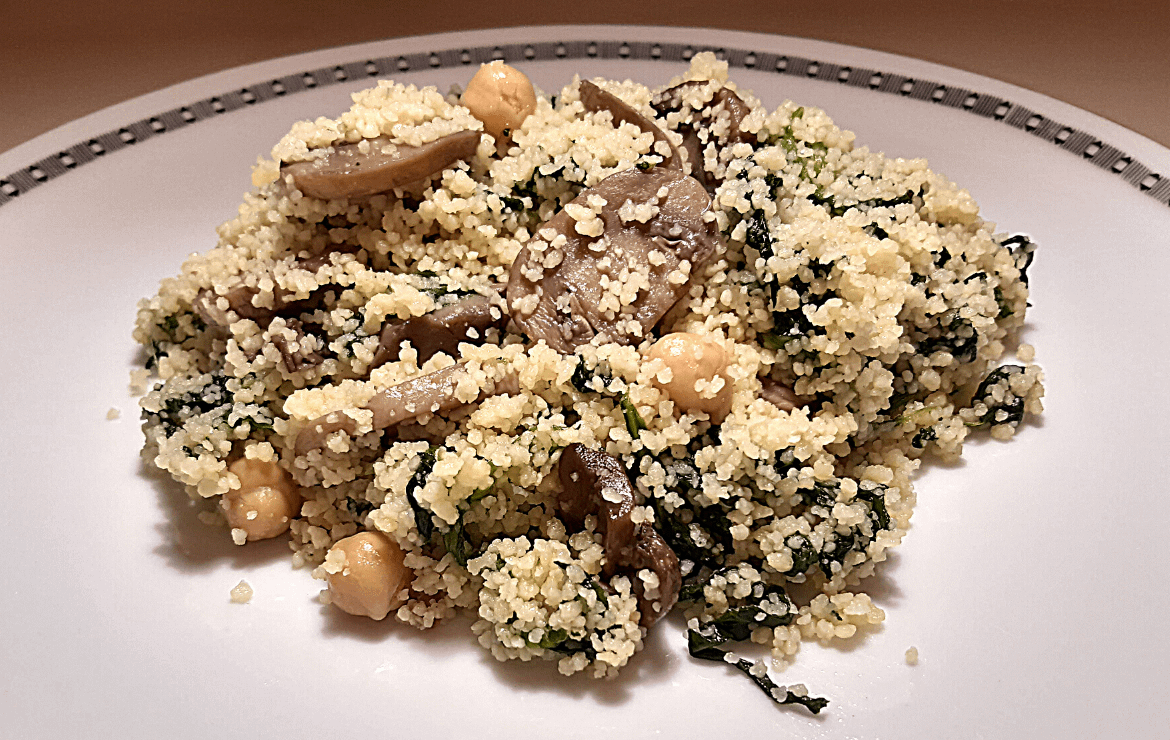 Cous cous funghi e spinaci